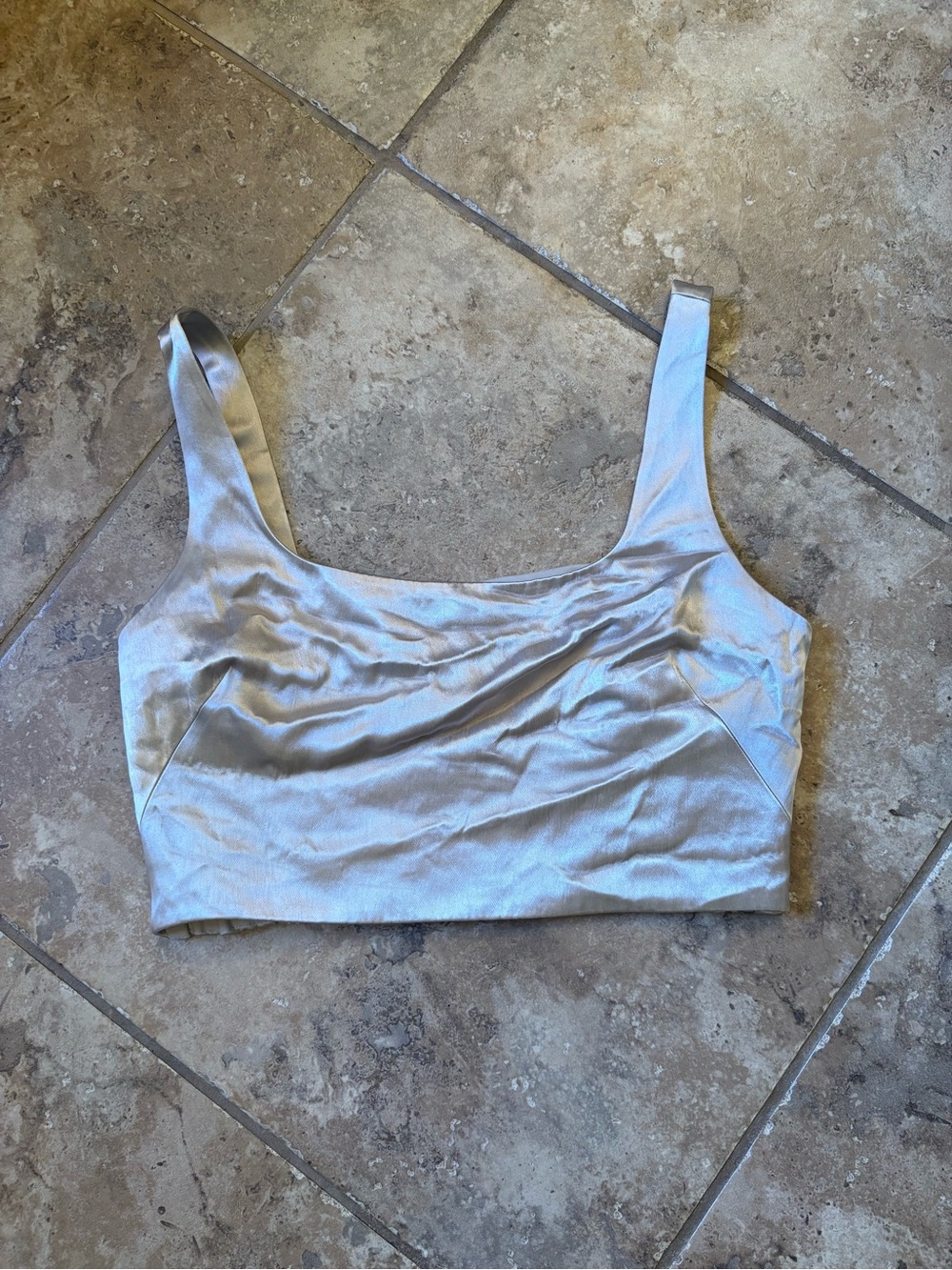 Banana Republic Women’s Light Silver Satin Cropped Tank Top